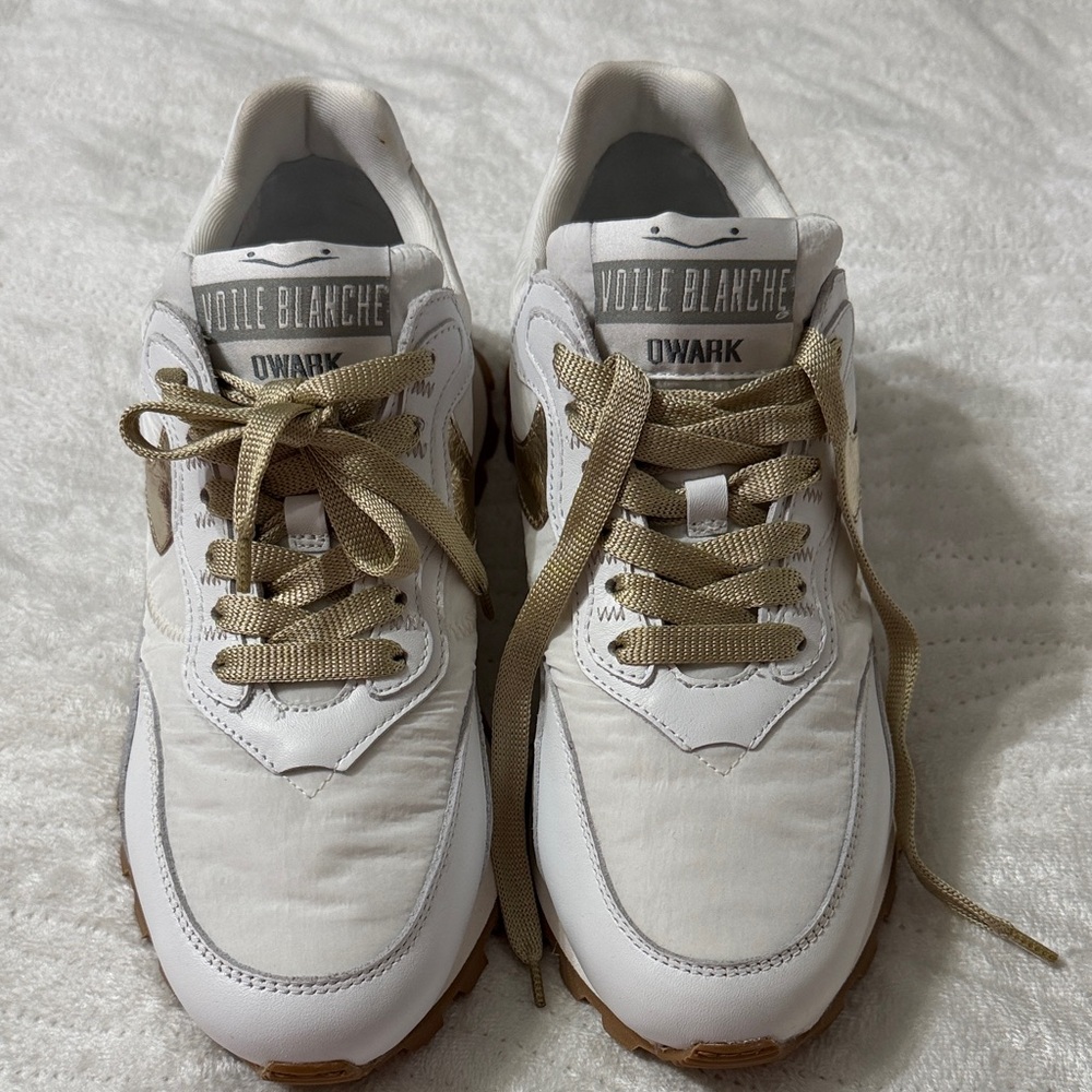 Voile Blanche White, gold and Tan Sneakers